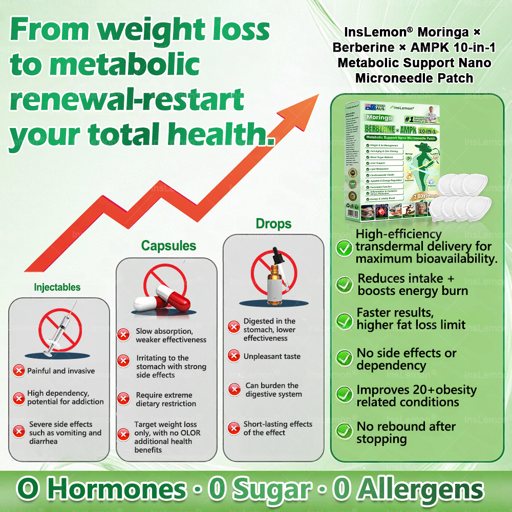 𝐈𝐧𝐬𝐋𝐞𝐦𝐨𝐧® 𝗠𝗼𝗿𝗶𝗻𝗴𝗮 × 𝗕𝗲𝗿𝗯𝗲𝗿𝗶𝗻𝗲 × 𝗔𝗠𝗣𝗞 𝟭𝟬-𝗶𝗻-𝟭 𝗠𝗲𝘁𝗮𝗯𝗼𝗹𝗶𝗰 𝗦𝘂𝗽𝗽𝗼𝗿𝘁 𝗡𝗮𝗻𝗼 𝗠𝗶𝗰𝗿𝗼𝗻𝗲𝗲𝗱𝗹𝗲 𝗣𝗮𝘁𝗰𝗵 (𝐉𝐮𝐬𝐭 𝐨𝐧𝐜𝐞 𝐚 𝐝𝐚𝐲, 𝐯𝐢𝐬𝐢𝐛𝐥𝐞 𝐜𝐡𝐚𝐧𝐠𝐞𝐬 𝐢𝐧 𝟕 𝐝𝐚𝐲𝐬） ✅ 𝐅𝐨𝐫 𝐨𝐛𝐞𝐬𝐢𝐭𝐲, 🅛🅞🅞🅢🅔 🅢🅚🅘🅝,𝐝𝐢𝐚𝐛𝐞𝐭𝐞𝐬, 𝐬𝐥𝐞𝐞𝐩 𝐚𝐩𝐧𝐞𝐚, 𝐣𝐨𝐢𝐧𝐭 𝐢𝐬𝐬𝐮𝐞𝐬, 𝐚𝐧𝐝 𝐦𝐨𝐫𝐞🌟